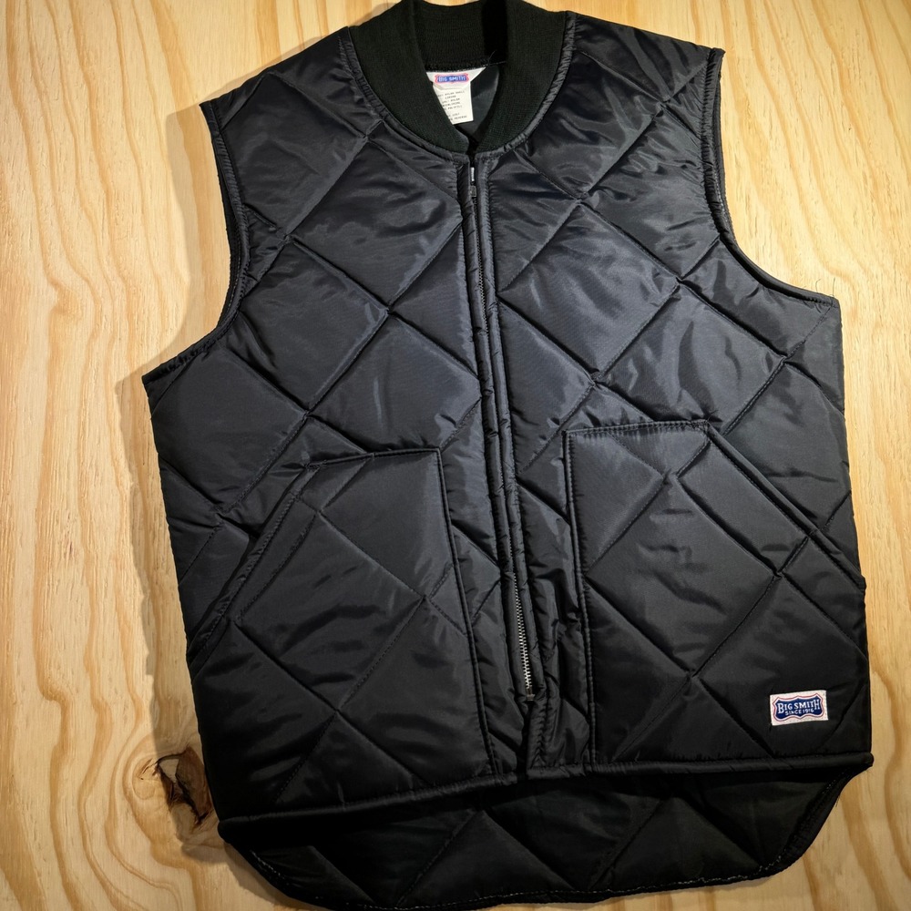 Big Smith Men's Quilted Puffer Vest Black USA Made Vintage Workwear Size M